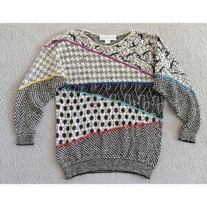 Vintage Brenda French Sweater Abstract Pattern Rayon 80s USA